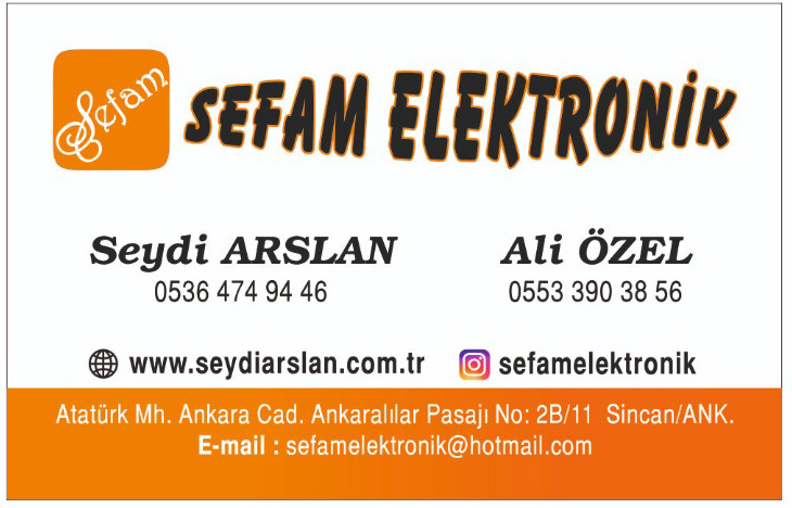 Ankara Güdül Sefam Elektronik Malzeme Satışı ve Uydu Kurulumu 0536 474 94 46 - 0552 474 94 46